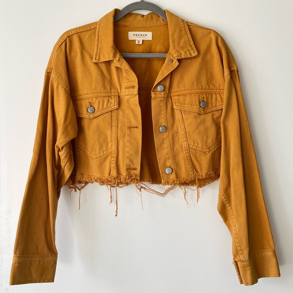 Pacsun Mustard Yellow Cropped Denim Jacket